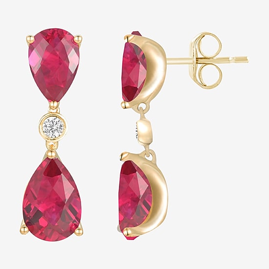 Womens Gemstone 14K Gold Over Silver Pear Drop Earrings