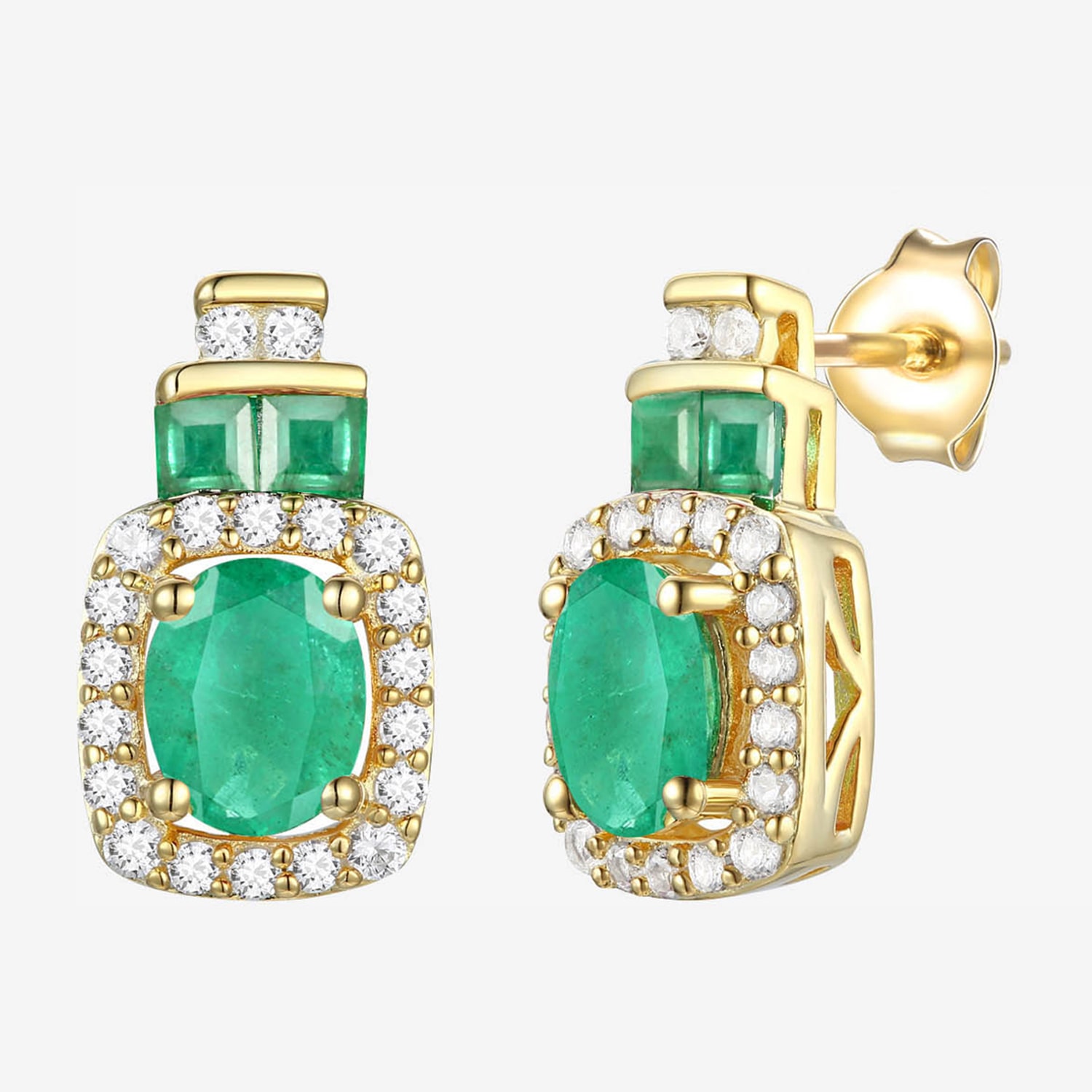 Genuine Gemstone & 1/5 CT. T.W. Genuine Diamond 10K Gold Oval Drop Earrings