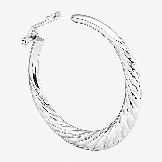 Womens Sterling Silver 50mm Infinity Hoop Earrings