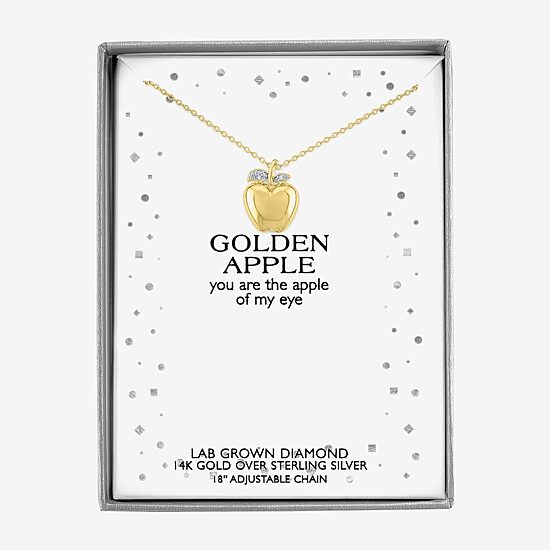 Diamond Accent "Apple Of My Eye" (G-H / I1-I2) Womens Diamond Accent Lab Grown White Diamond 14K Gold Over Silver 16 Inch Pendant Necklace