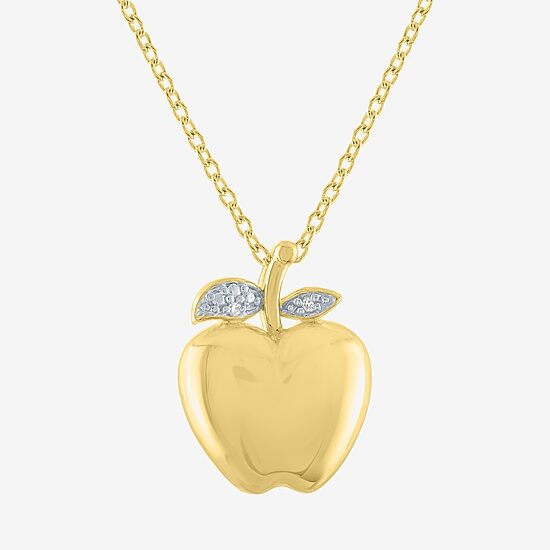 Diamond Accent "Apple Of My Eye" (G-H / I1-I2) Womens Diamond Accent Lab Grown White Diamond 14K Gold Over Silver 16 Inch Pendant Necklace