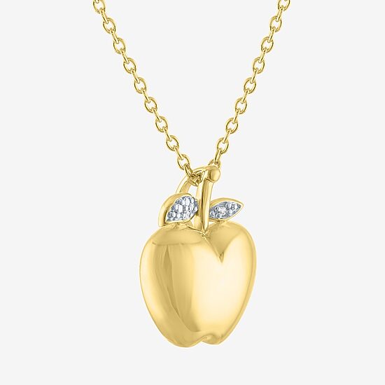 Diamond Accent "Apple Of My Eye" (G-H / I1-I2) Womens Diamond Accent Lab Grown White Diamond 14K Gold Over Silver 16 Inch Pendant Necklace