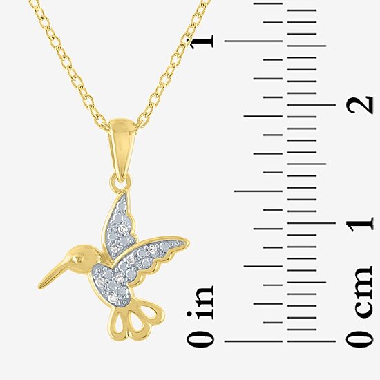 Diamond Accent "Strength" (G-H / I1-I2) Hummingbird Womens Diamond Accent Lab Grown White Diamond 14K Gold Over Silver 16 Inch Pendant Necklace