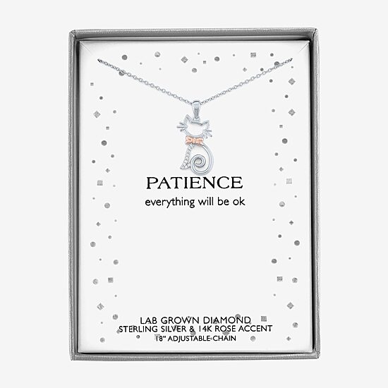 Diamond Accent (G-H / I1-I2) "Cat" Womens Diamond Accent Lab Grown White Diamond Accent 14K Rose Gold Over Silver Sterling Silver 16 Inch Pendant Necklace