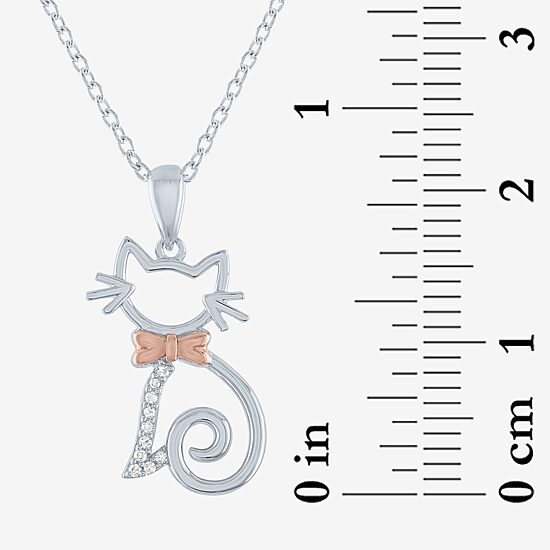 Diamond Accent (G-H / I1-I2) "Cat" Womens Diamond Accent Lab Grown White Diamond Accent 14K Rose Gold Over Silver Sterling Silver 16 Inch Pendant Necklace