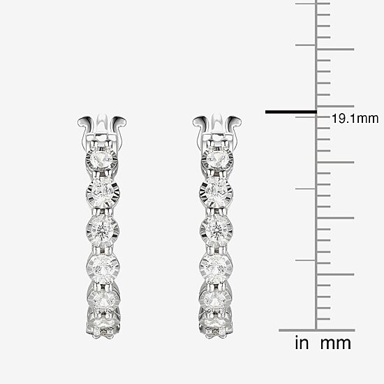 Womens 1/10 CT. T.W. Natural White Diamond Sterling Silver 18mm Hoop Earrings