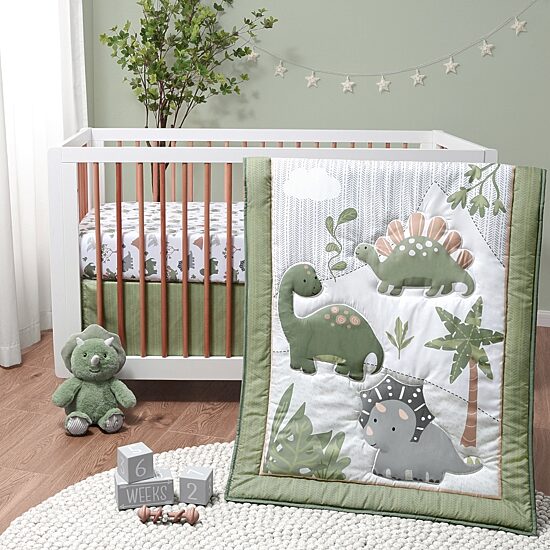 The Peanutshell Dinosaur Dreams 3-pc. Crib Bedding Set
