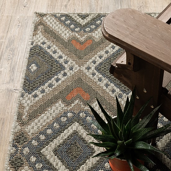 Covington Home Long Island Tribal Diamonds Indoor Outdoor Rectangular Area Rug
