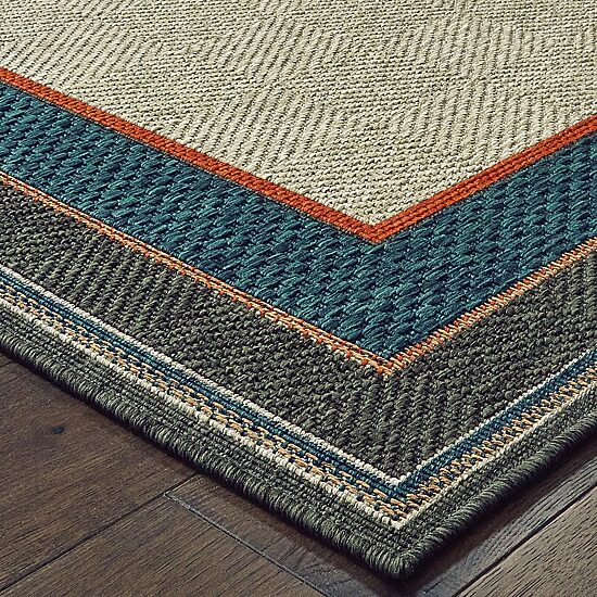 Covington Home Long Island Casual Border 22"X90" Indoor Outdoor Rectangular Runner