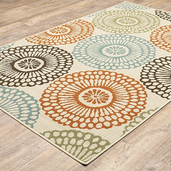 Covington Home Majorca Floral Medallions Indoor Outdoor Rectangular Accent Rug
