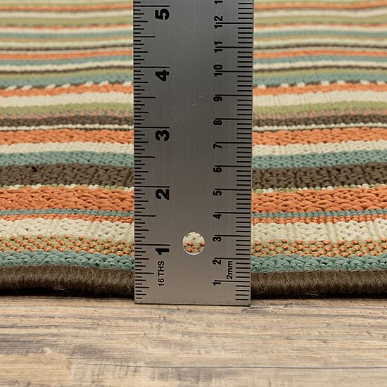 Covington Home Majorca Vertical Stripes 7'X7' Indoor Outdoor Round Area Rug