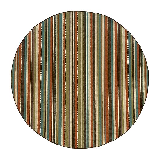 Covington Home Majorca Vertical Stripes 7'X7' Indoor Outdoor Round Area Rug