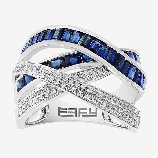 Effy Final Call Limited Quantities! Womens 1/3 CT. T.W. Genuine Blue Sapphire 14K Gold Cocktail Ring
