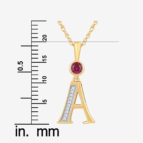 A Womens Lab Created Red Ruby 14K Gold Over Silver 18 Inch Pendant Necklace