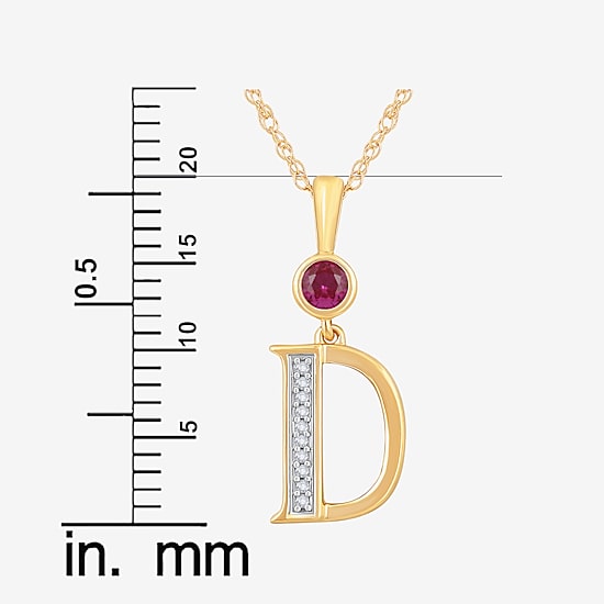 D Womens Lab Created Red Ruby 14K Gold Over Silver 18 Inch Pendant Necklace