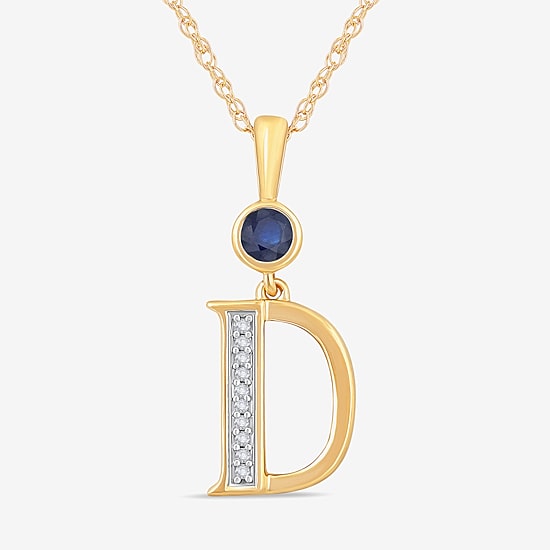 D Womens Lab Created Blue Sapphire 14K Gold Over Silver 18 Inch Pendant Necklace