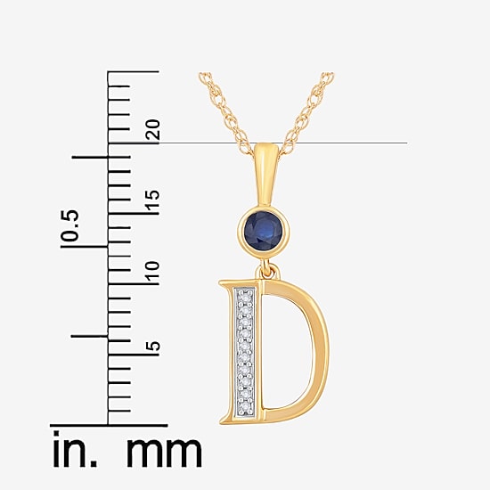 D Womens Lab Created Blue Sapphire 14K Gold Over Silver 18 Inch Pendant Necklace