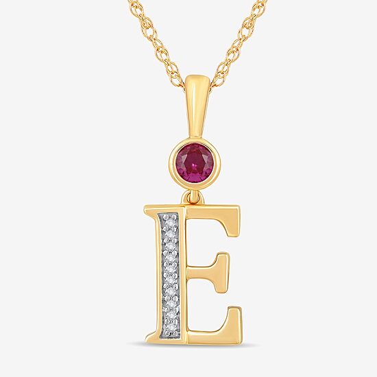 E Womens Lab Created Red Ruby 14K Gold Over Silver 18 Inch Pendant Necklace