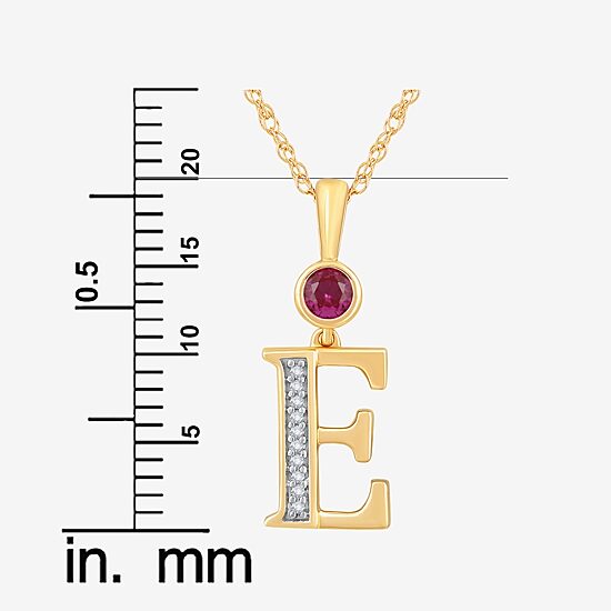E Womens Lab Created Red Ruby 14K Gold Over Silver 18 Inch Pendant Necklace