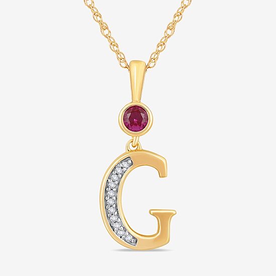 G Womens Lab Created Red Ruby 14K Gold Over Silver 18 Inch Pendant Necklace