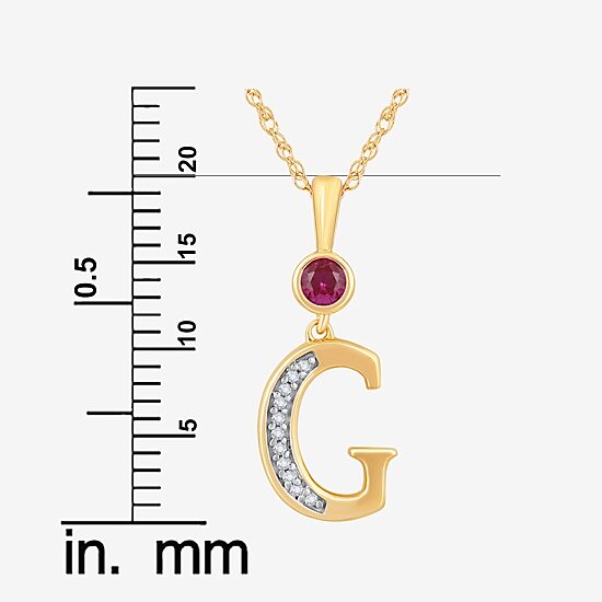 G Womens Lab Created Red Ruby 14K Gold Over Silver 18 Inch Pendant Necklace