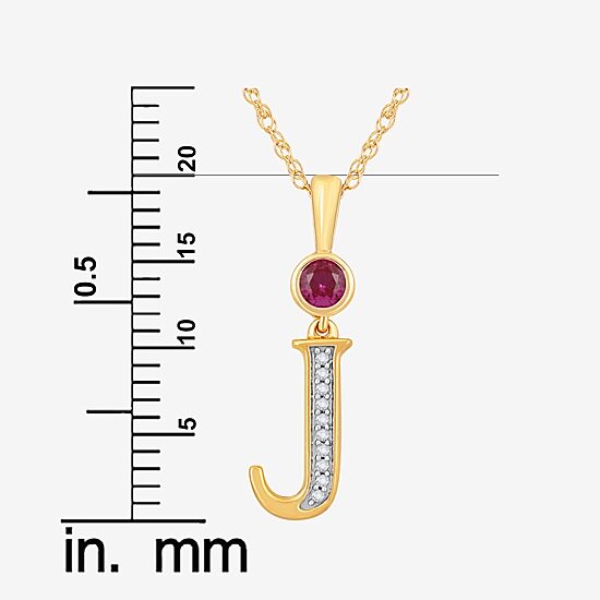 J Womens Lab Created Red Ruby 14K Gold Over Silver 18 Inch Pendant Necklace