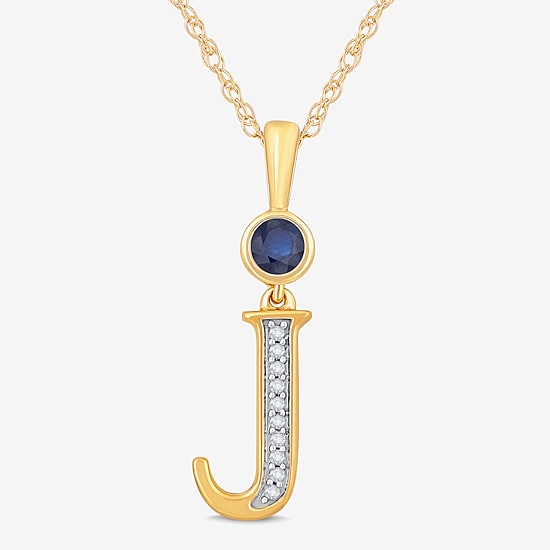 J Womens Lab Created Blue Sapphire 14K Gold Over Silver 18 Inch Pendant Necklace