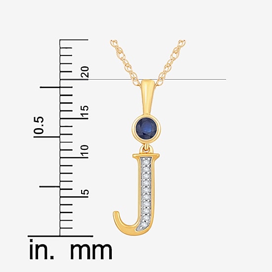 J Womens Lab Created Blue Sapphire 14K Gold Over Silver 18 Inch Pendant Necklace