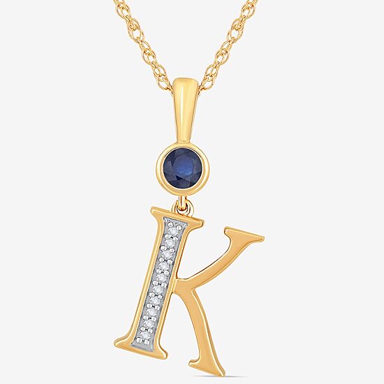 K Womens Lab Created Blue Sapphire 14K Gold Over Silver 18 Inch Pendant Necklace