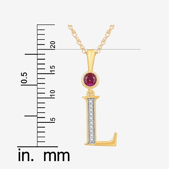 L Womens Lab Created Red Ruby 14K Gold Over Silver 18 Inch Pendant Necklace