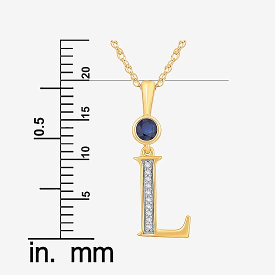 L" Womens Lab Created Blue Sapphire 14K Gold Over Silver 18 Inch Pendant Necklace