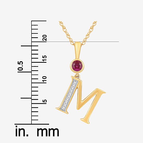 M Womens Lab Created Red Ruby 14K Gold Over Silver 18 Inch Pendant Necklace