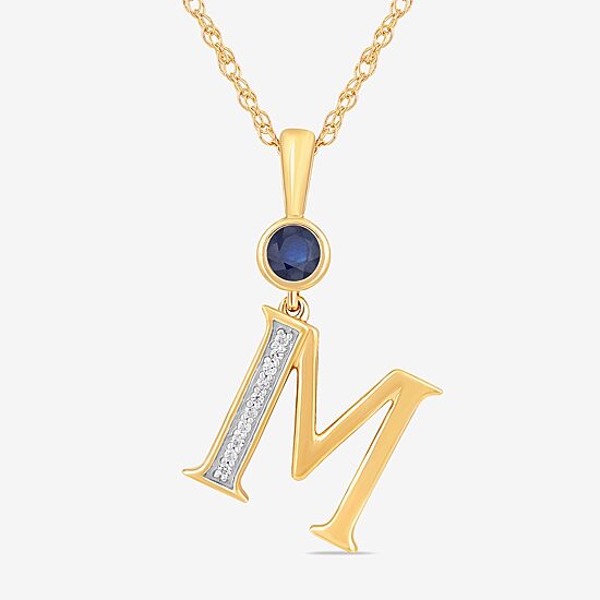 M Womens Lab Created Blue Sapphire 14K Gold Over Silver 18 Inch Pendant Necklace