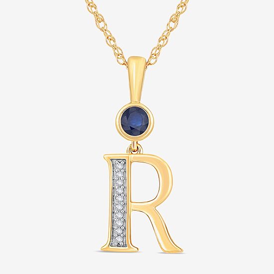 R Womens Lab Created Blue Sapphire 14K Gold Over Silver 18 Inch Pendant Necklace