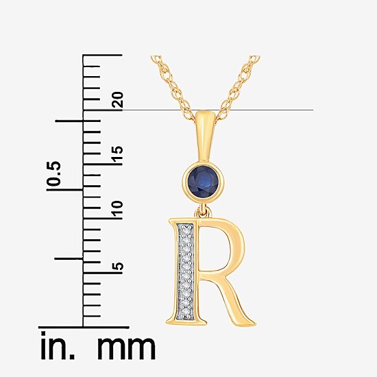 R Womens Lab Created Blue Sapphire 14K Gold Over Silver 18 Inch Pendant Necklace
