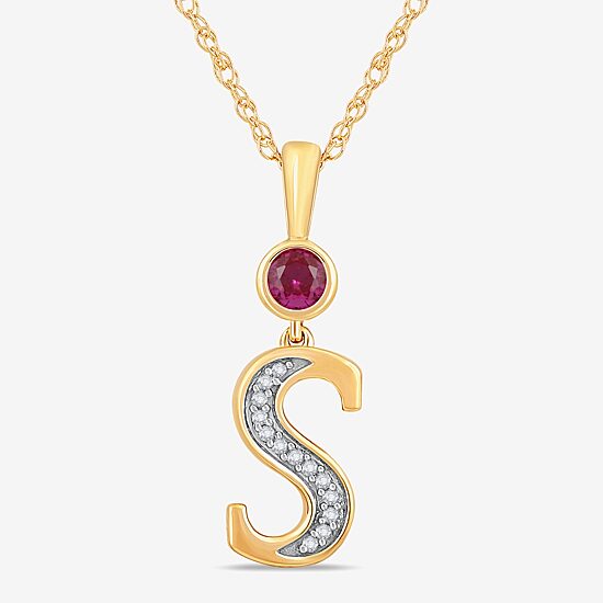 S Womens Lab Created Red Ruby 14K Gold Over Silver 18 Inch Pendant Necklace