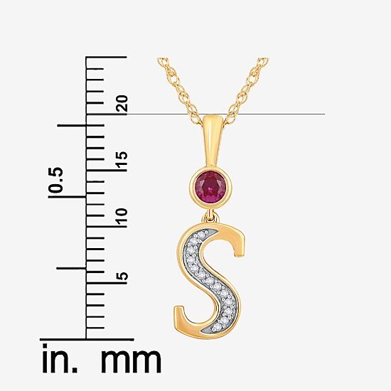 S Womens Lab Created Red Ruby 14K Gold Over Silver 18 Inch Pendant Necklace