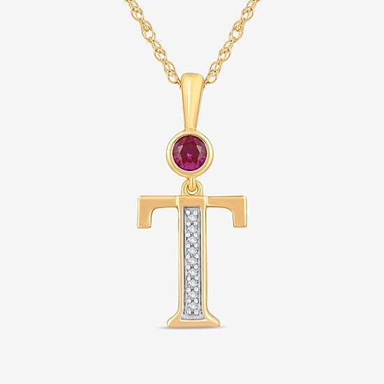 T Womens Lab Created Red Ruby 14K Gold Over Silver 18 Inch Pendant Necklace