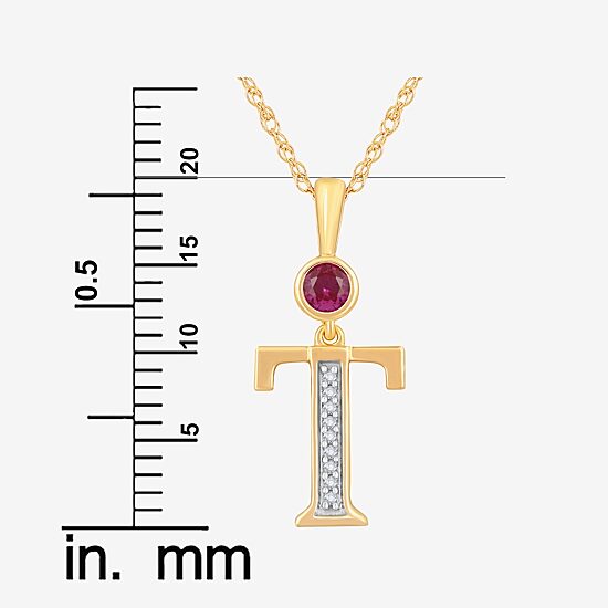 T Womens Lab Created Red Ruby 14K Gold Over Silver 18 Inch Pendant Necklace