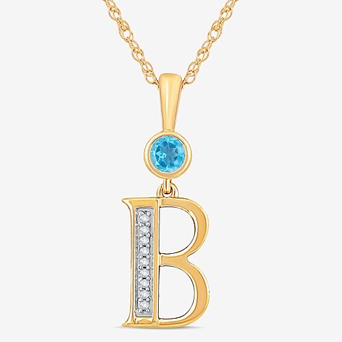 B Womens Genuine Blue Topaz 14K Gold Over Silver 18 Inch Pendant Necklace, One Size