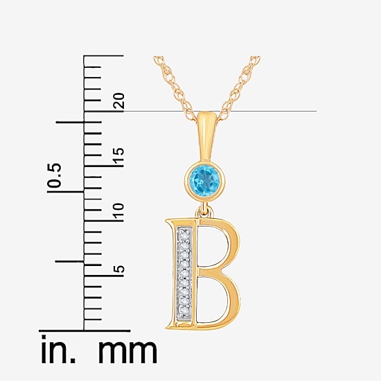 B Womens Genuine Blue Topaz 14K Gold Over Silver 18 Inch Pendant Necklace