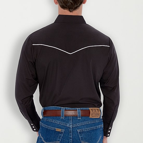 Ely Cattleman Piped-Yolk Mens Long Sleeve Classic Fit Button-Down Shirt