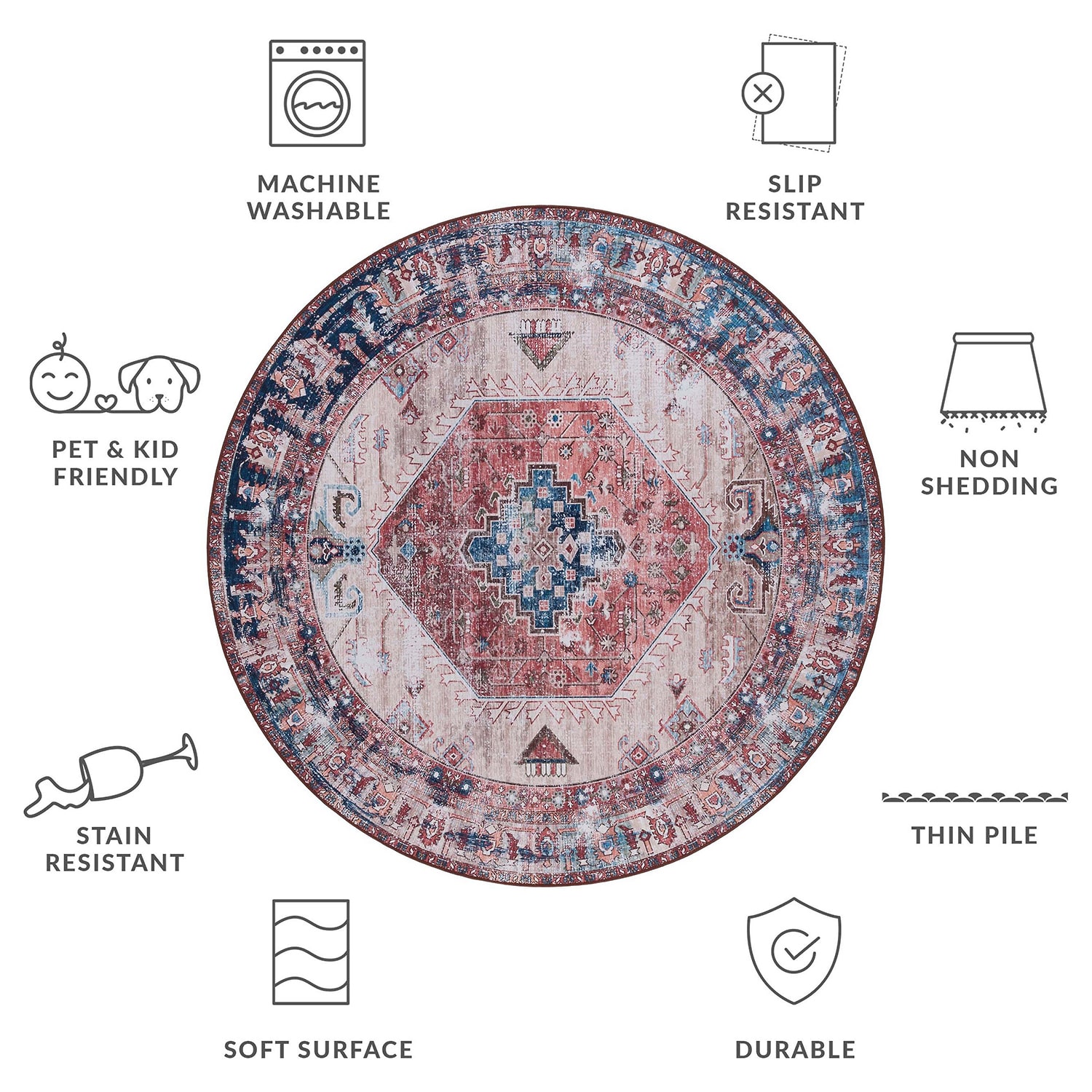 Safavieh Tucson Zoey 6'X6' Indoor Round Area Rug