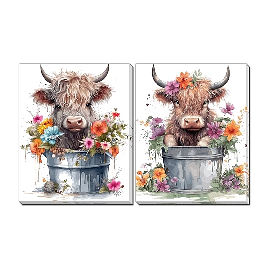 Streamline Art Baby Highland Cow 2-pc. Wall Art Set