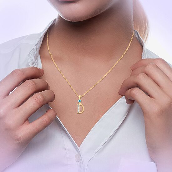 D Womens Genuine Blue Topaz 14K Gold Over Silver 18 Inch Pendant Necklace