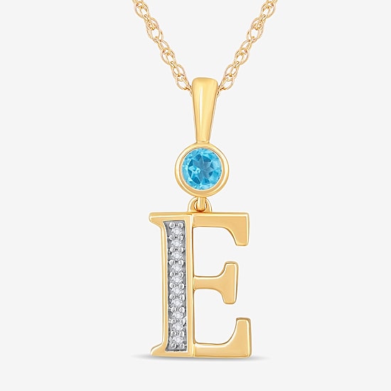 E Womens Genuine Blue Topaz 14K Gold Over Silver 18 Inch Pendant Necklace