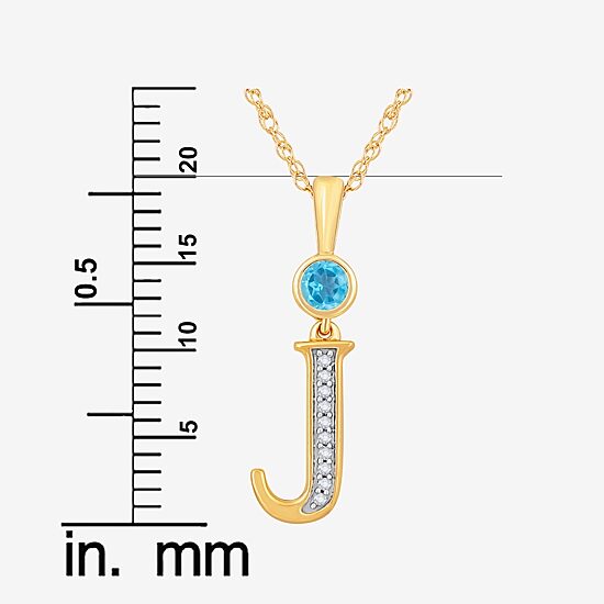J Womens Genuine Blue Topaz 14K Gold Over Silver 18 Inch Pendant Necklace