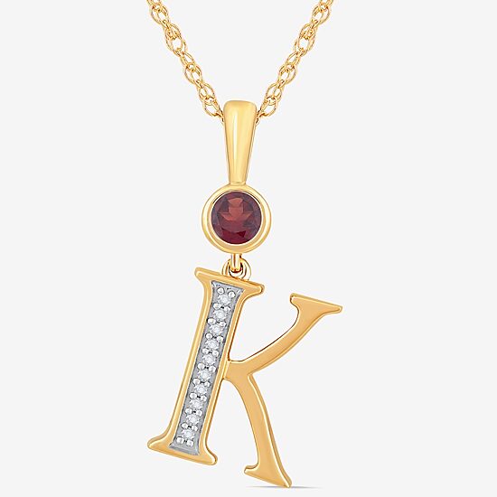 K Womens Genuine Red Garnet 14K Gold Over Silver 18 Inch Pendant Necklace