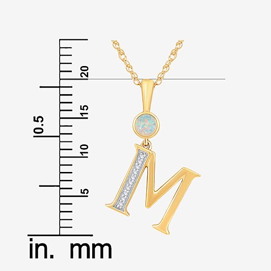 M Womens Lab Created White Opal 14K Gold Over Silver 18 Inch Pendant Necklace