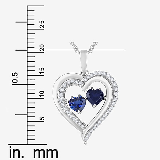 Love in Motion™ Lab-Created Blue And White Sapphire Sterling Silver Double Heart Pendant Necklace